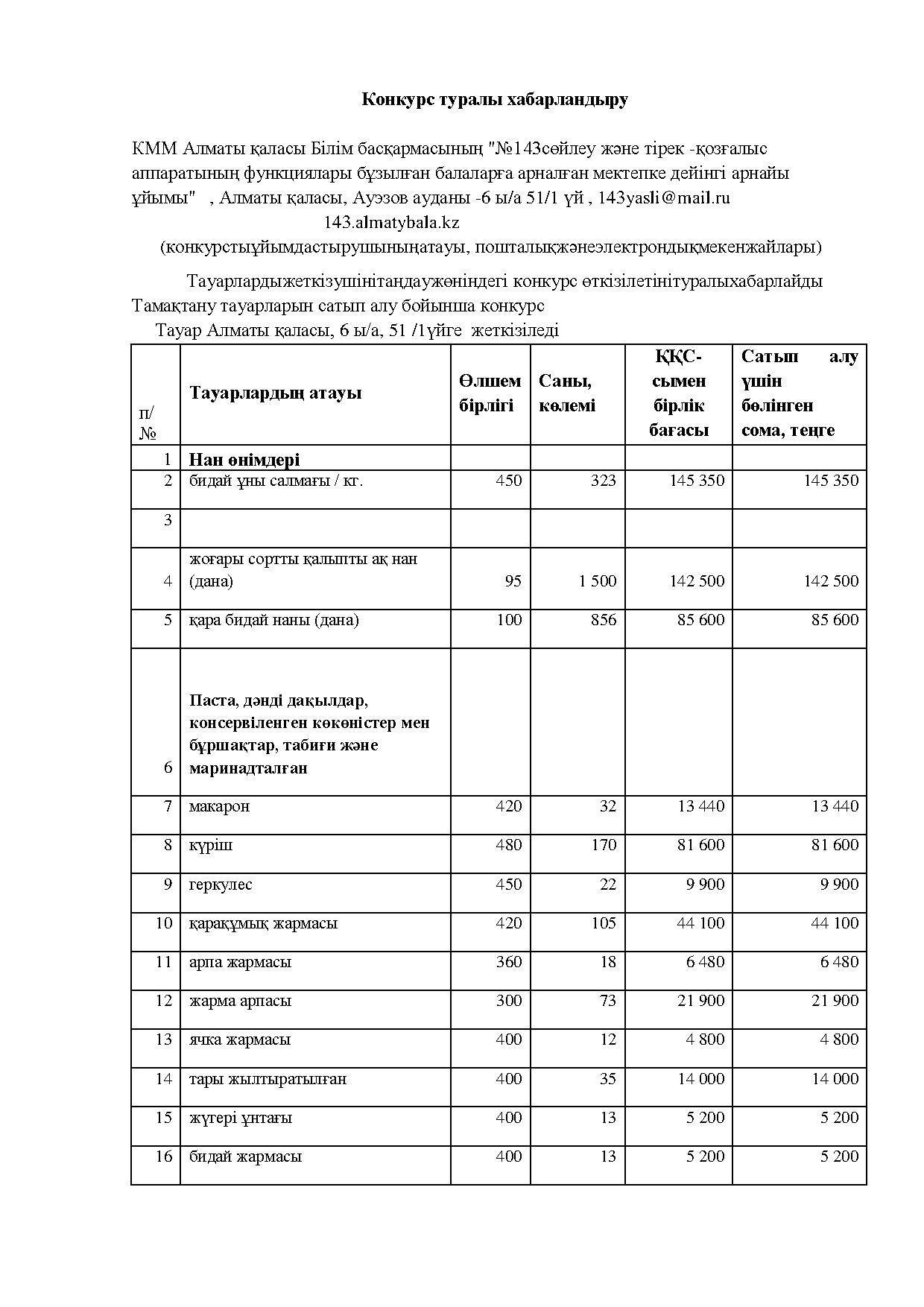 Конкурс туралы хабарландыру