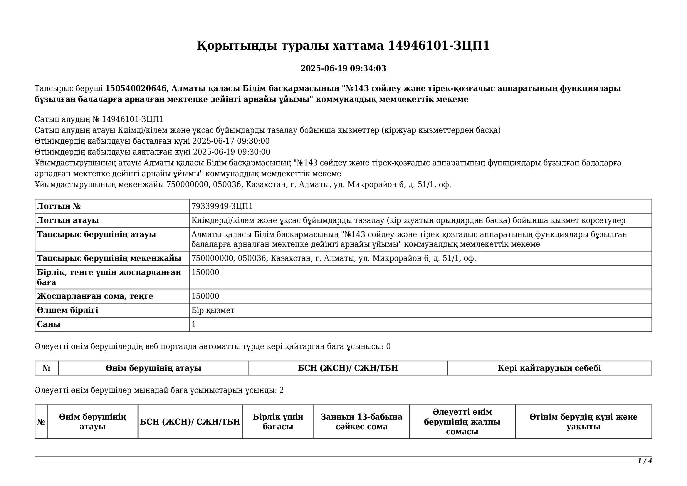 Қорытынды туралы хаттама 19.06.2025ж.